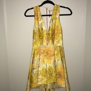 Alice and Olivia Yellow Floral Shimmery Dress